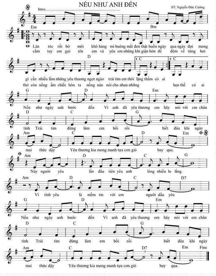 Nếu Như Anh Đến sheet có lời