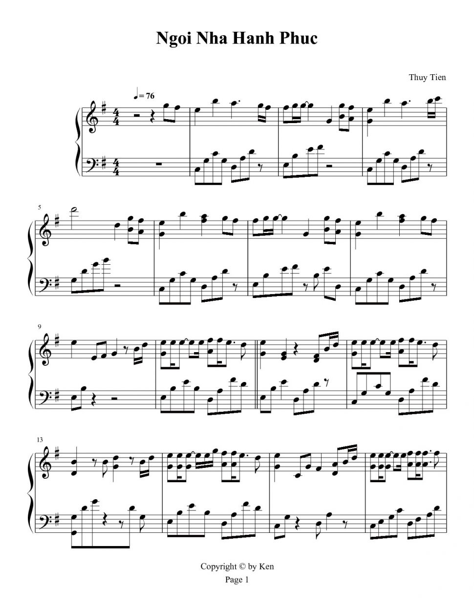 Ngôi Nhà Hạnh Phúc sheet có lời