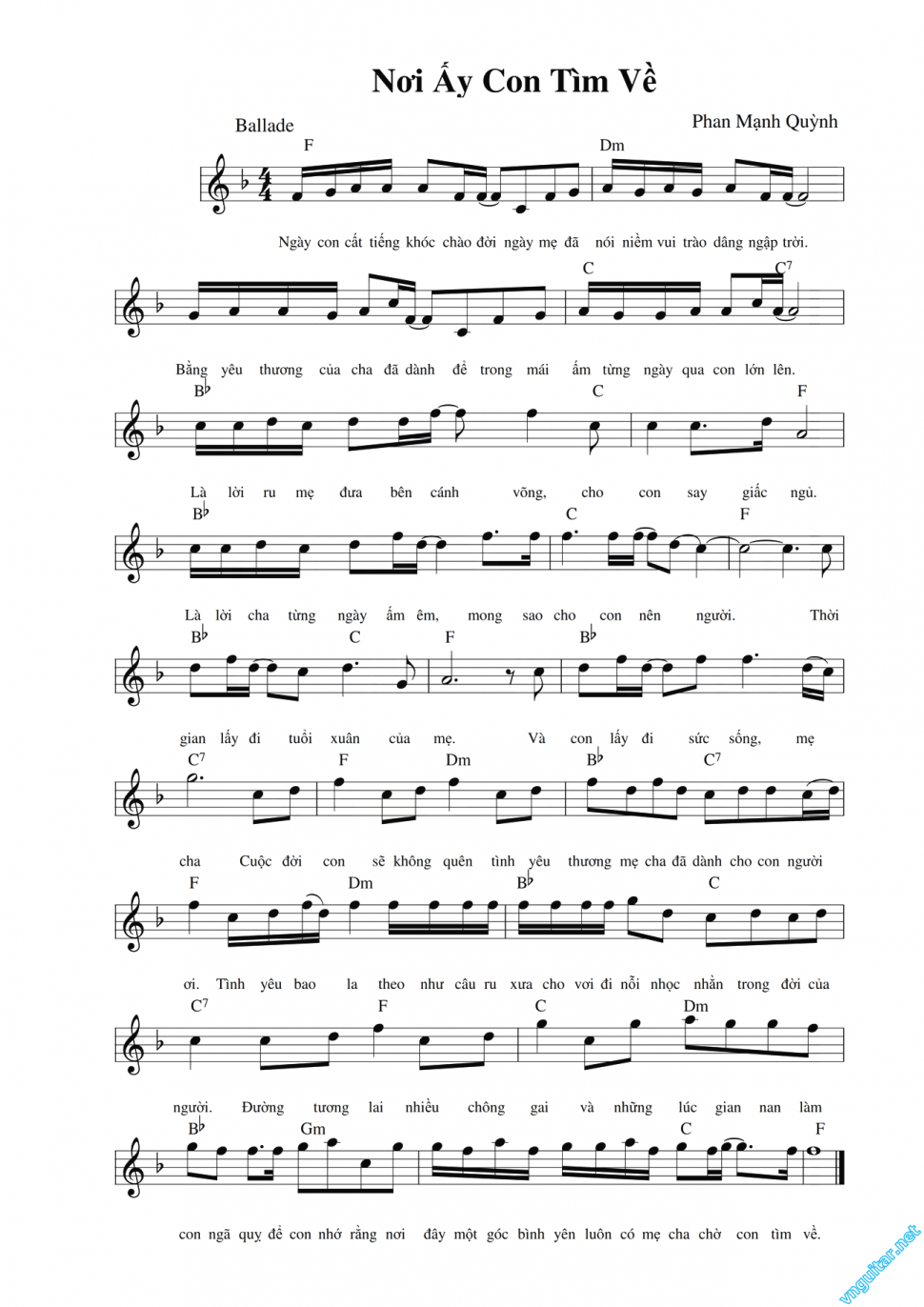 Nơi Ấy Con Tìm Về shet có lời