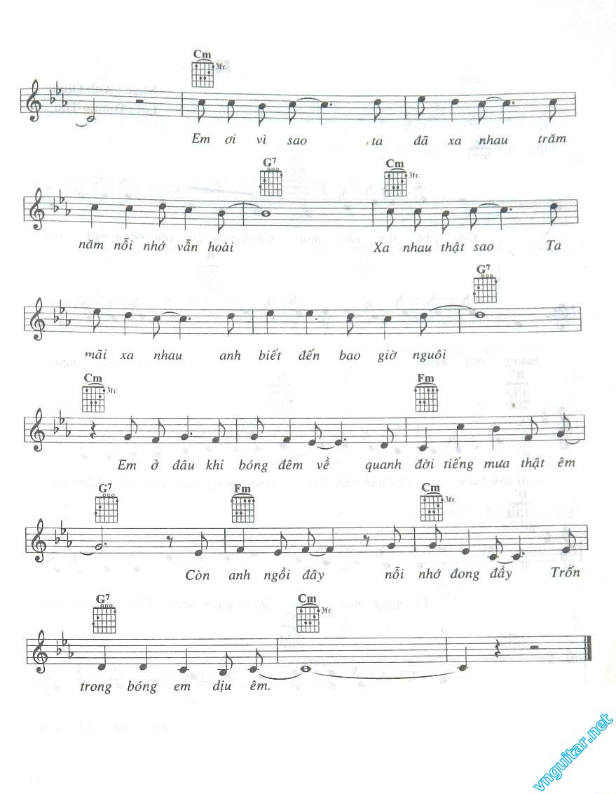 Nỗi Nhớ Dịu Êm sheet có lời