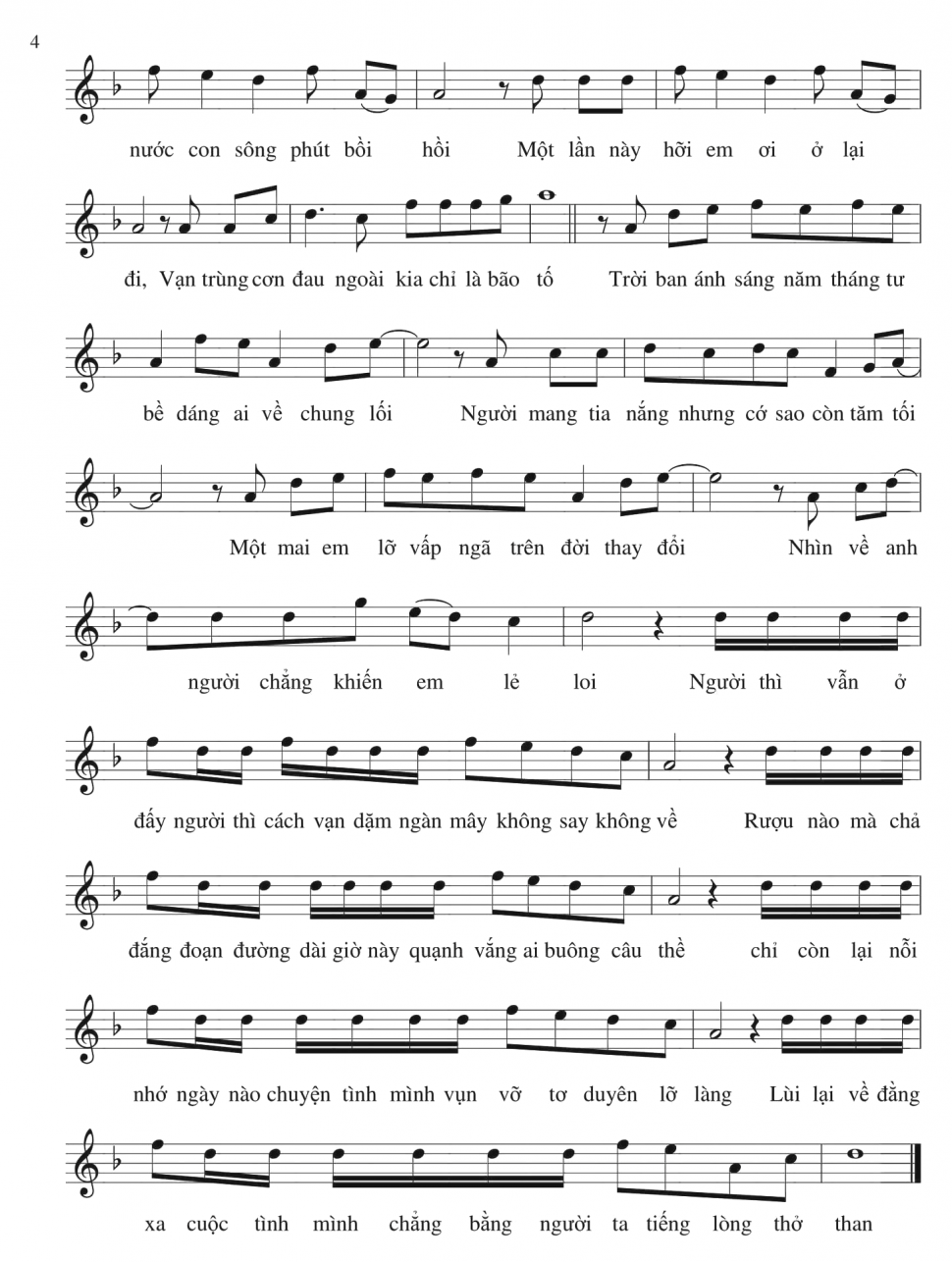 Sóng Gió sheet có lời