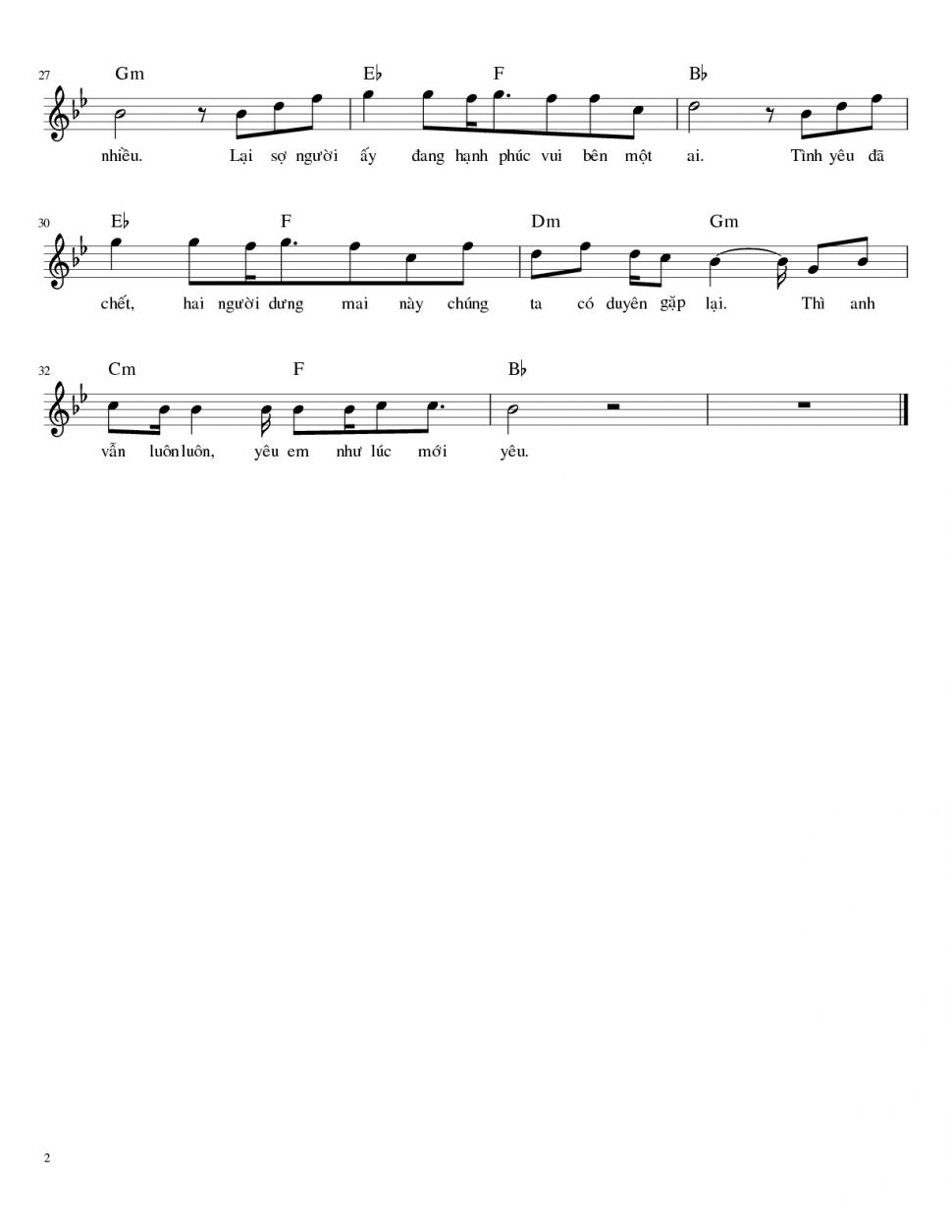 Thất Tình sheet có lời 