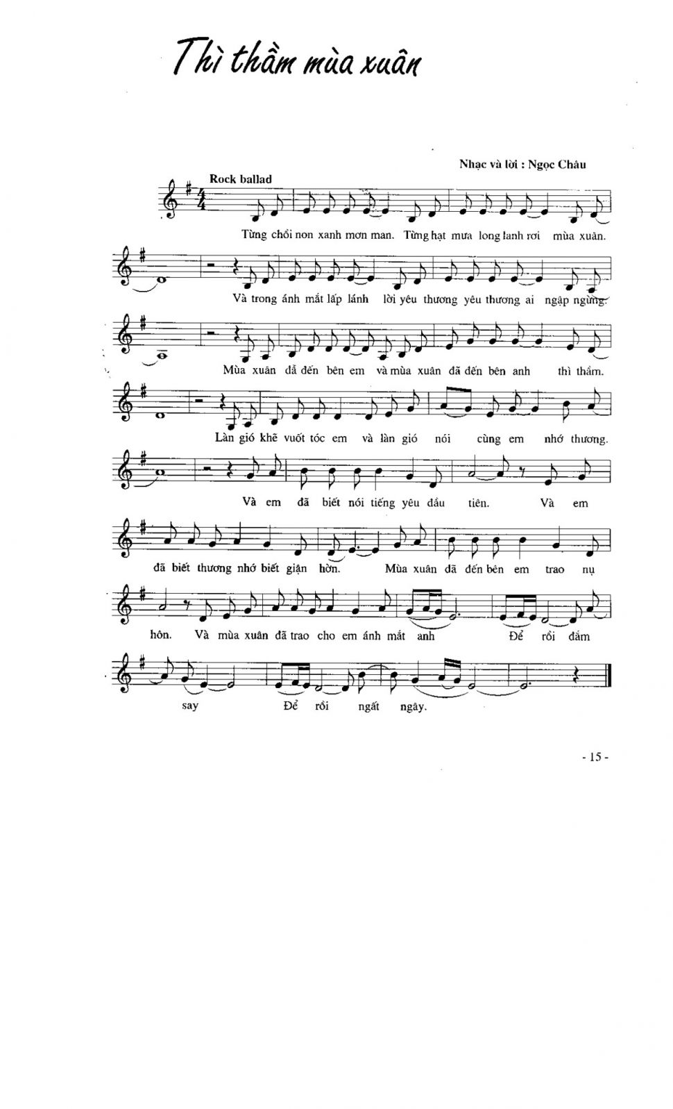 Thì Thầm Mùa xuân sheet có lời