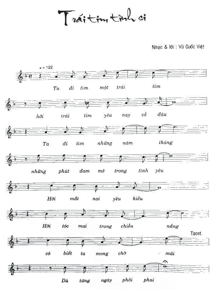 Trái Tim Tình Si sheet có lời