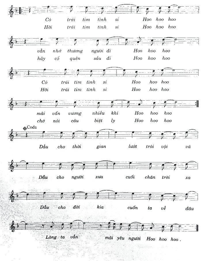 Trái Tim Tình Si sheet có lời