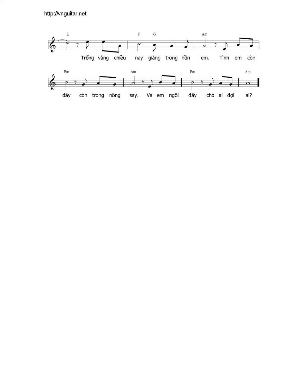 Trống Vắng sheet có lời 