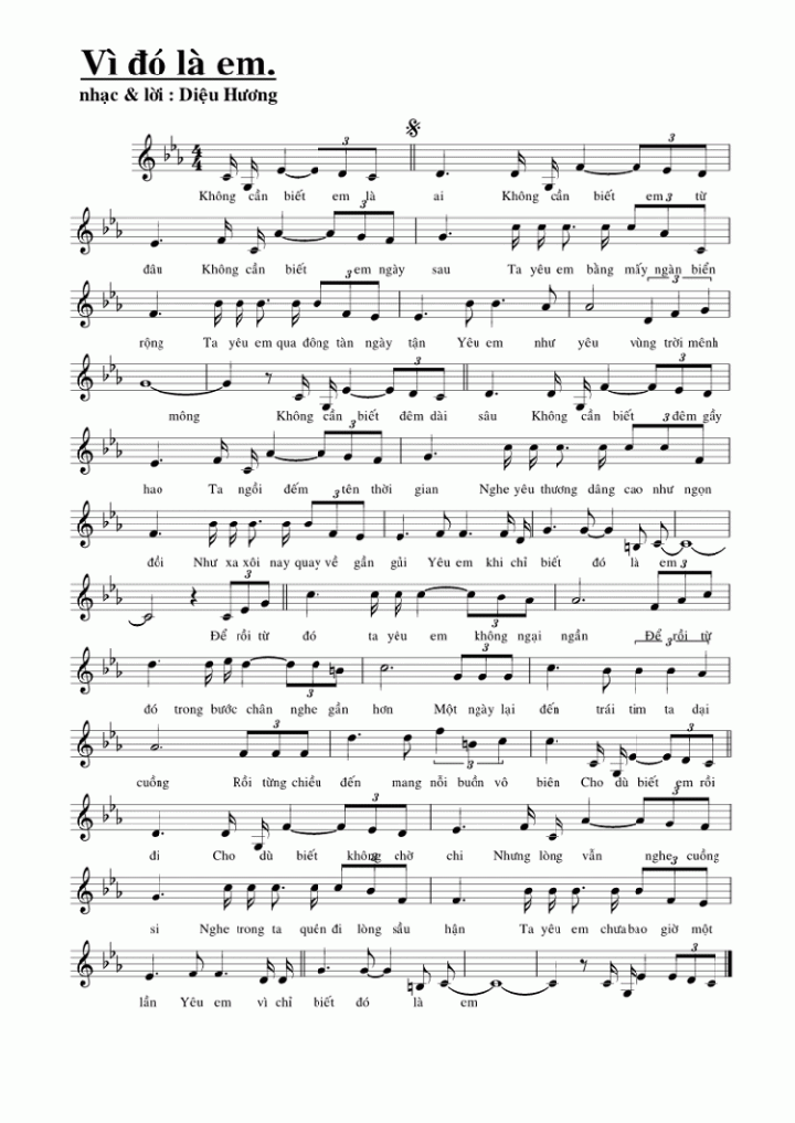 Vì Đó Là Em sheet có lời 