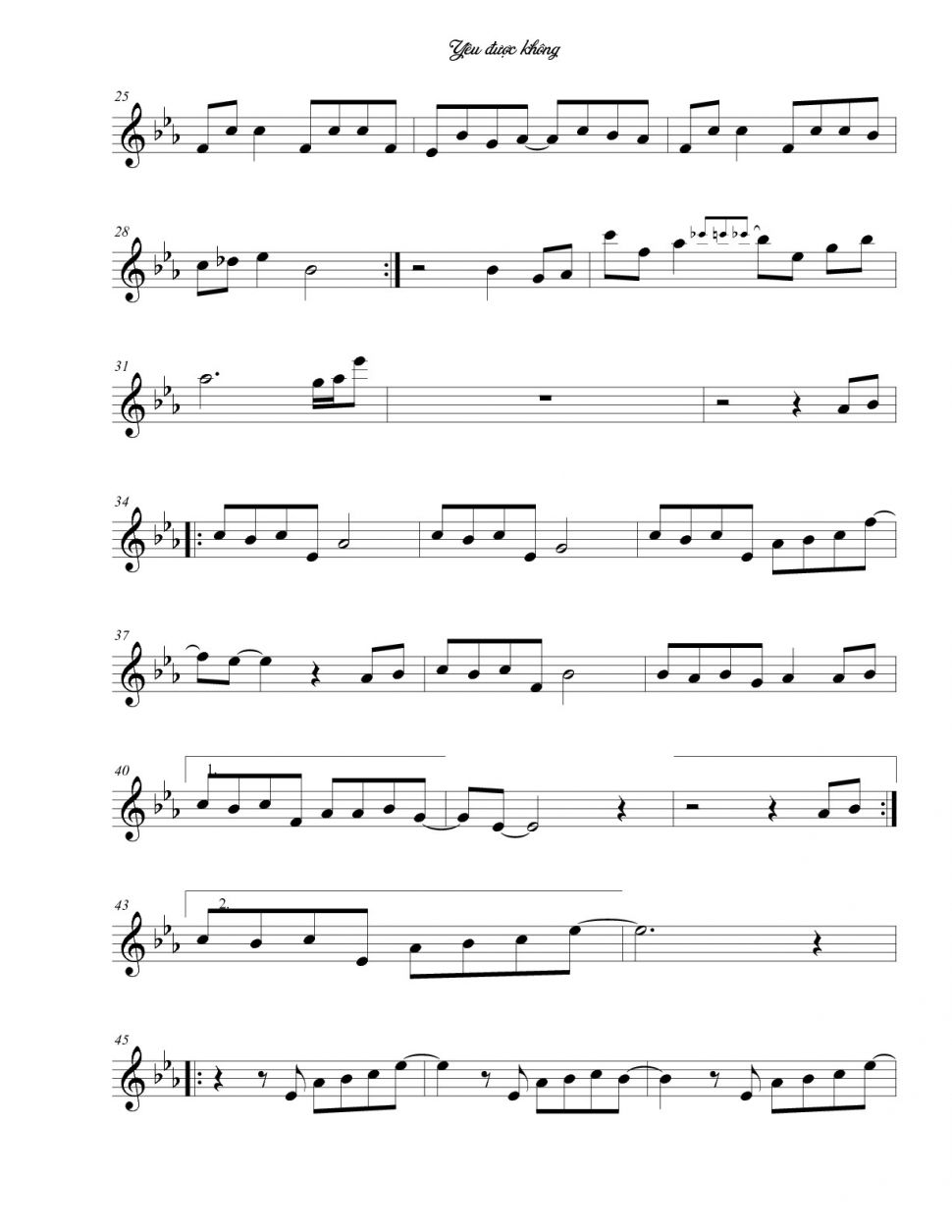 Yêu Được Không sheet có lời Yêu Được Không sheet có lời