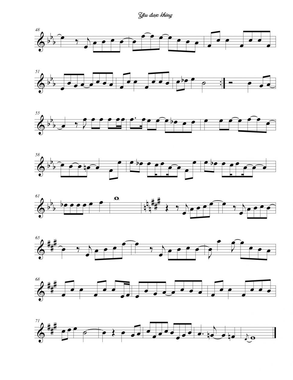 Yêu Được Không sheet có lời Yêu Được Không sheet có lời