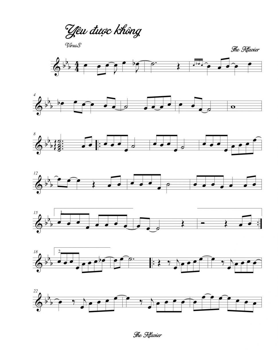 Yêu Được Không sheet có lời Yêu Được Không sheet có lời