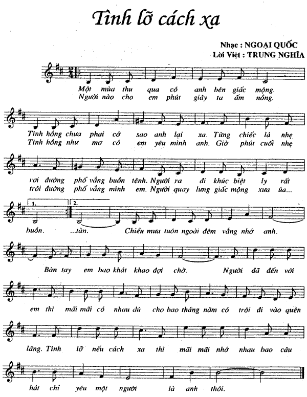 Tình lỡ cách xa sheet có lời