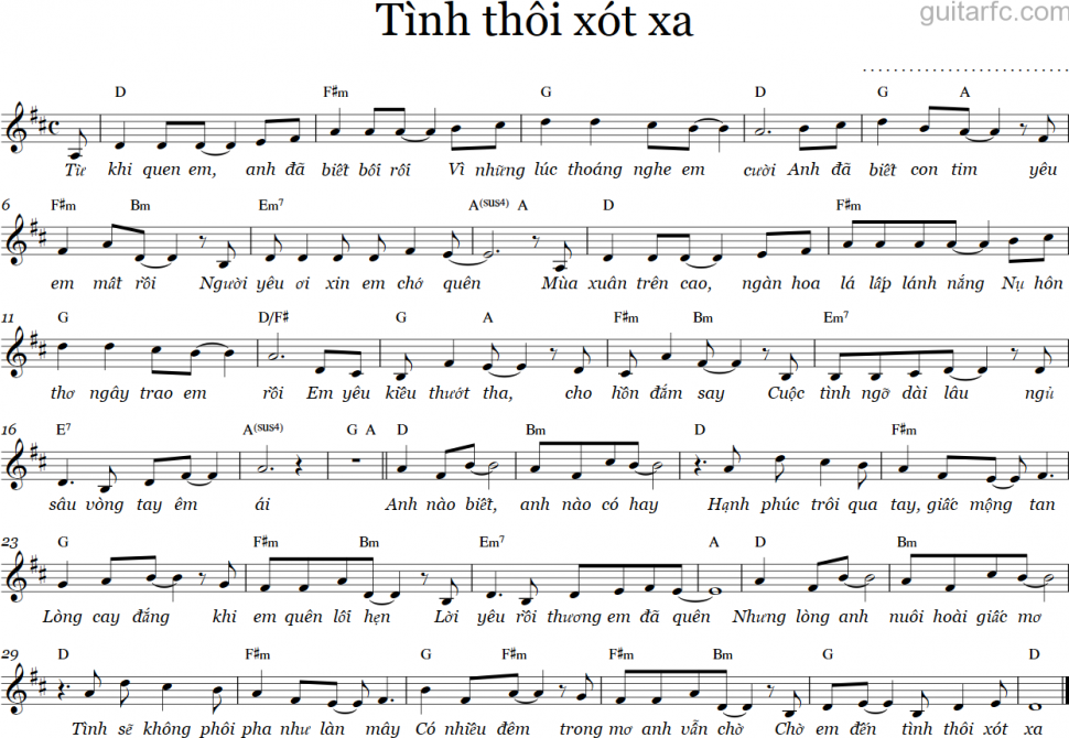 Tình thôi xót xa sheet có lời