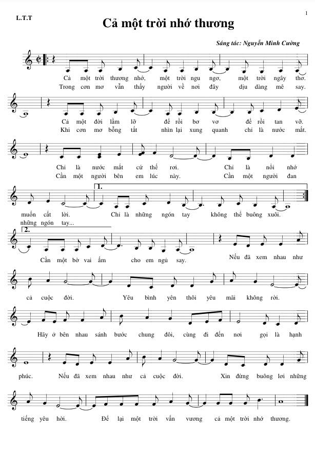 Cả một trời thương nhớ sheet có lời 