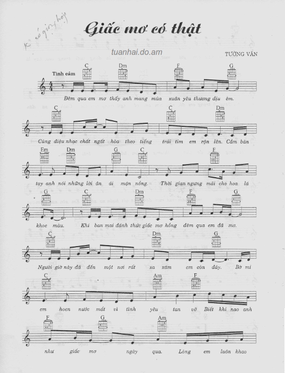 Giấc Mơ Có Thật sheet có lời 