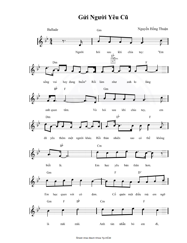 Gửi người yêu cũ sheet có lời