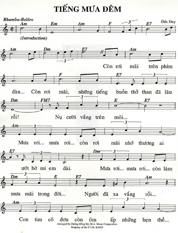 Tiếng mưa Đêm sheet có lời