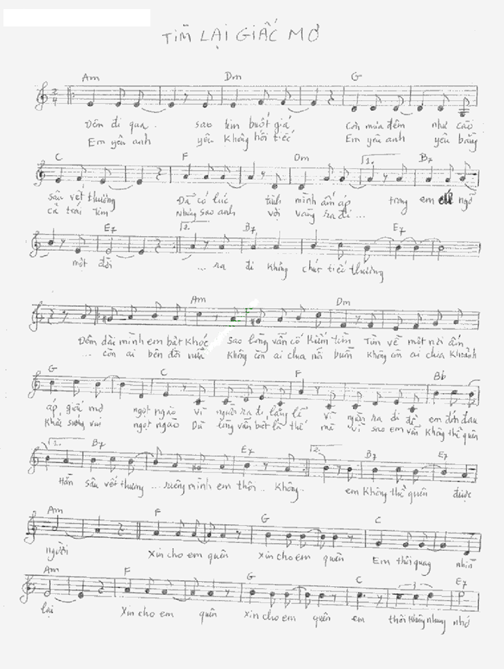 Tìm lại giấc mơ sheet có lời 