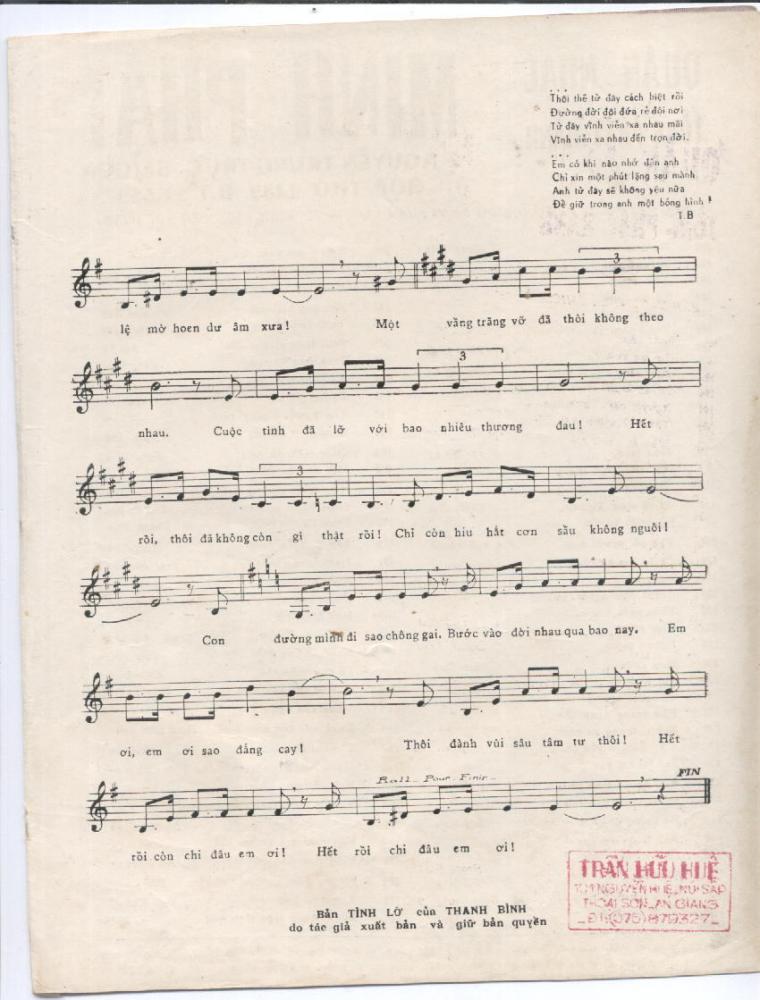 Tình lỡ sheet có lời