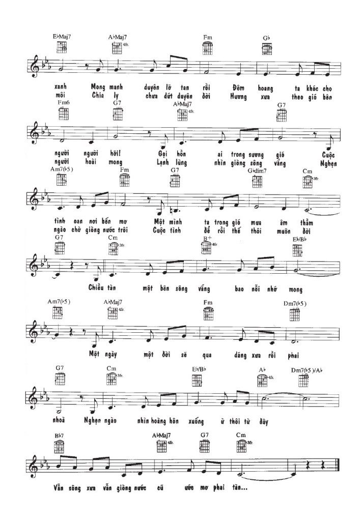 Cánh hoa xưa sheet có lời