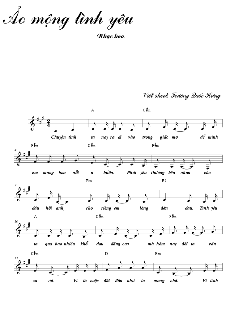 Ảo Mộng Tình Yêu sheet có lời 