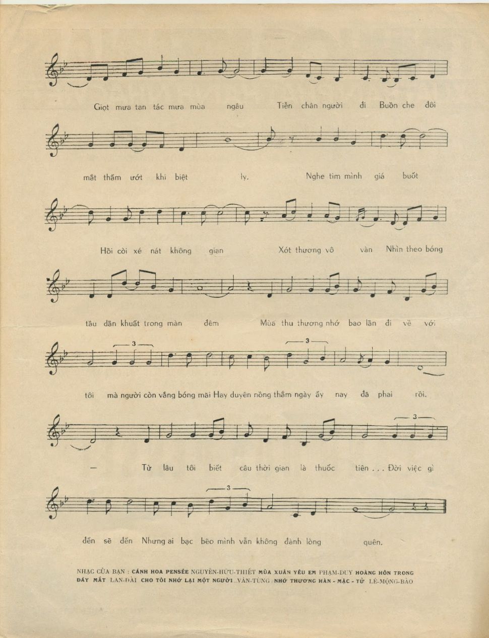 Tình Lẻ Bóng sheet có lời