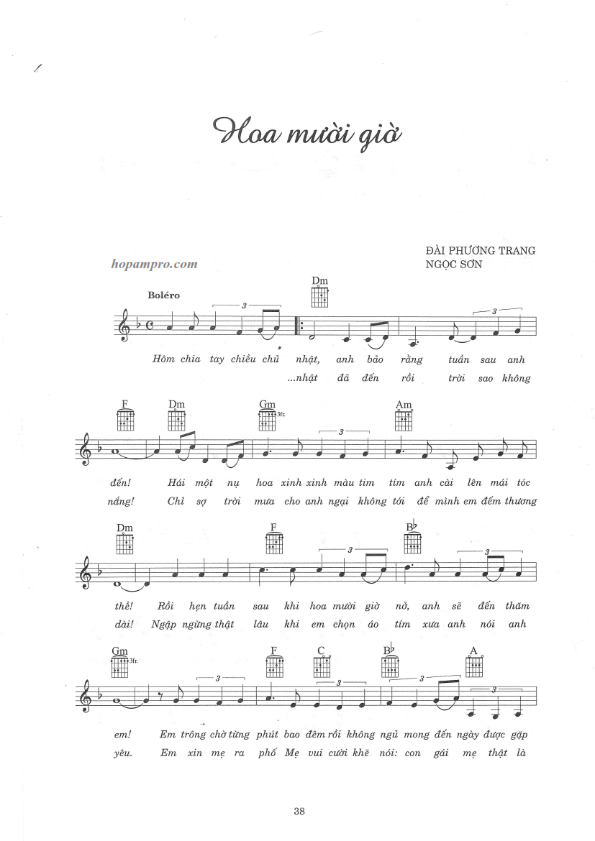 Hoa Mười Giờ sheet có lời