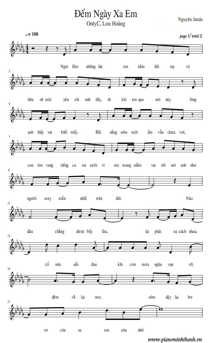 Đếm ngày xa em sheet có lời