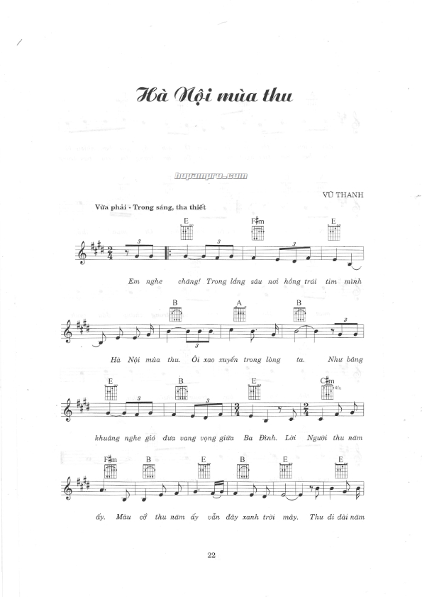 Hà Nội mùa thu sheet có lời