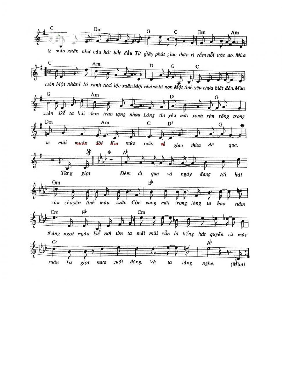 Phút giao thừa lặng lẽ sheet có lời