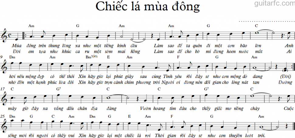 Chiếc lá mùa đông sheet có lời