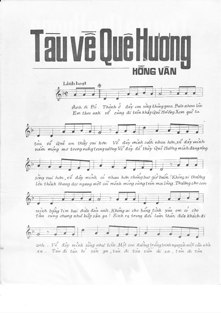 Tàu Về Quê Hương sheet có lời