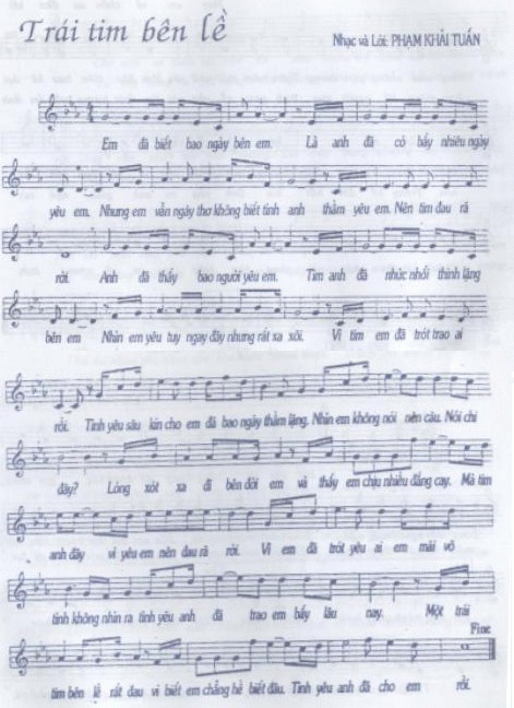 Trái tim bên lề sheet có lời