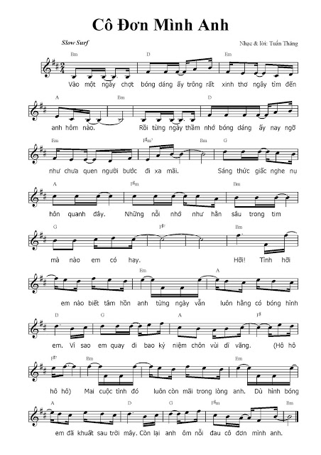 Cô đơn mình anh sheet có lời