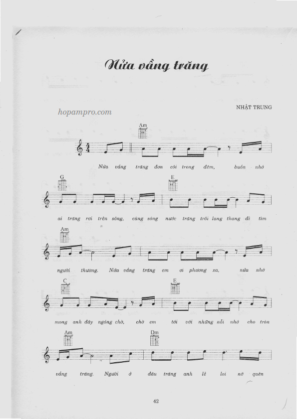 Nửa vầng trăng sheet có lời