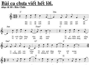 Bài ca chưa viết hết lời sheet có lời 