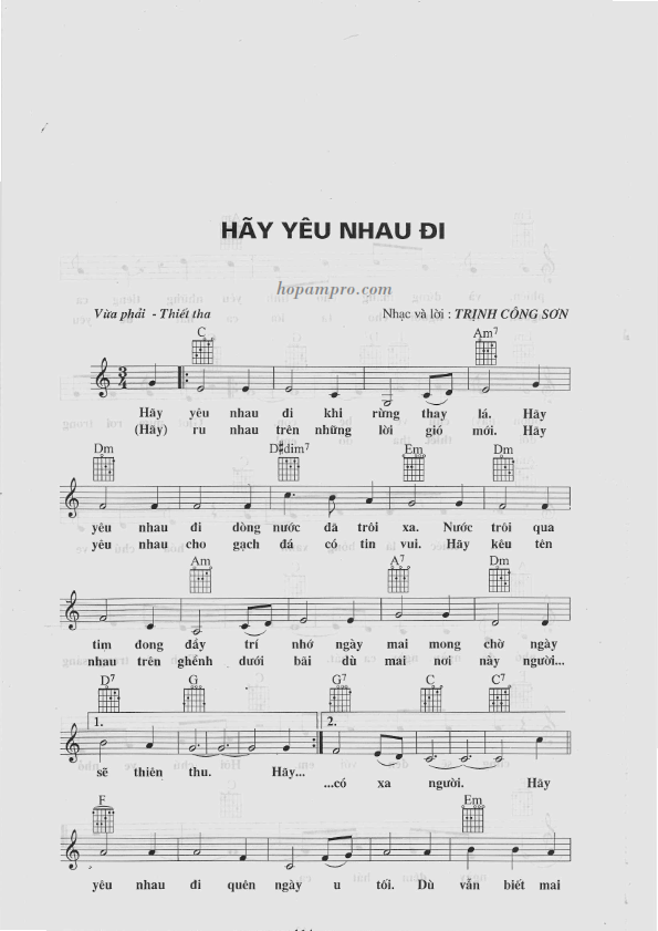 Hãy yêu nhau đi sheet có lời