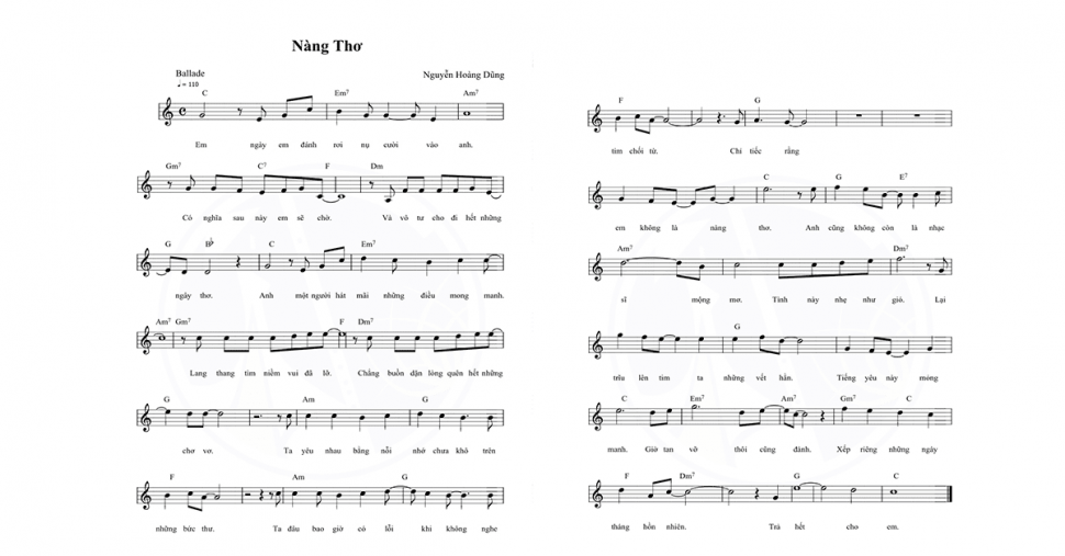 Nàng thơ sheet có lời