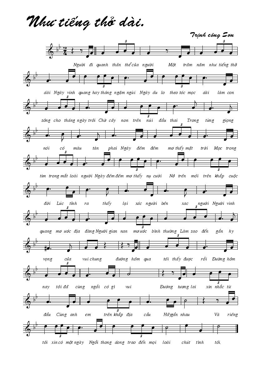 Như tiếng thở dài sheet có lời