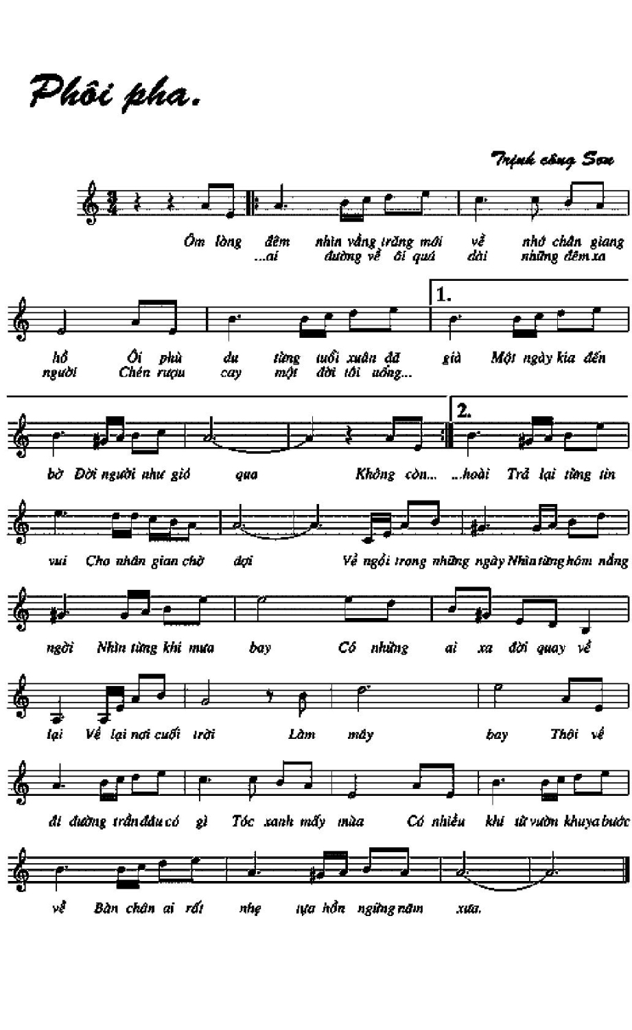 Phôi pha sheet có lời