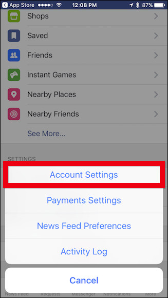 Bảo vệ tài khoản Facebook như nào để không bị hack? Chọn Account Settings