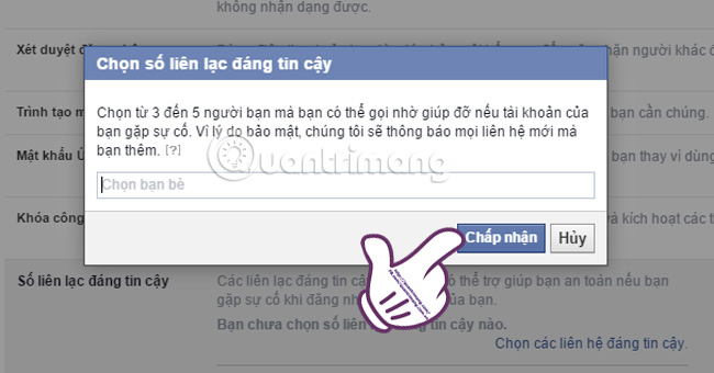 Thêm địa chỉ tin cậy Làm thế nào bảo mật 2 lớp cho Facebook?
