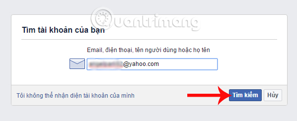 Nhập email đăng ký Facebook