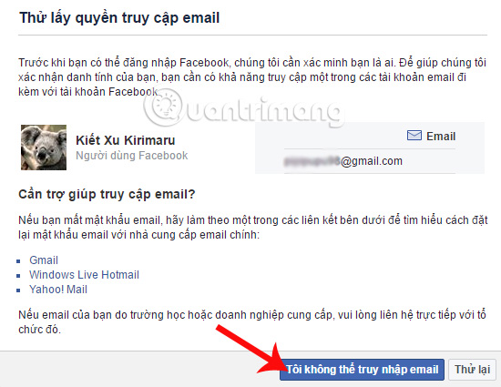 Không có quyền truy cập email