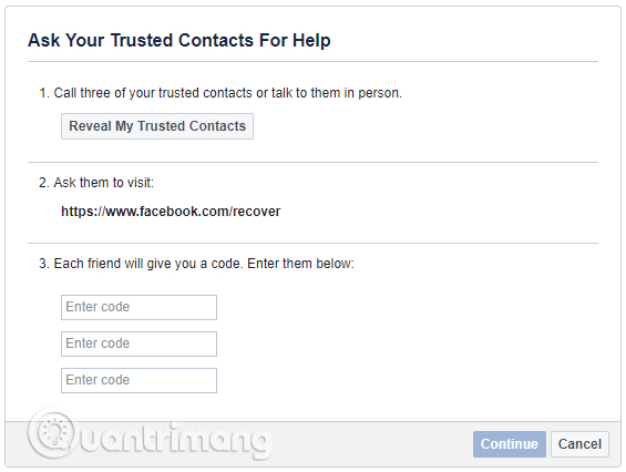 Thiết lập Trusted Contacts